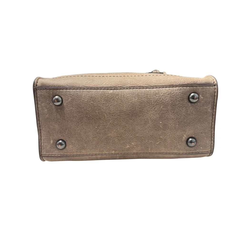 Frye Taupe Leather Satchel with Chain Strap